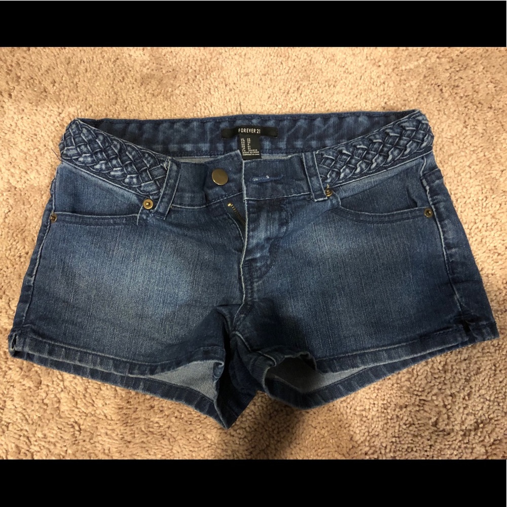 Forever 21 Jean shorts with braided belt detail